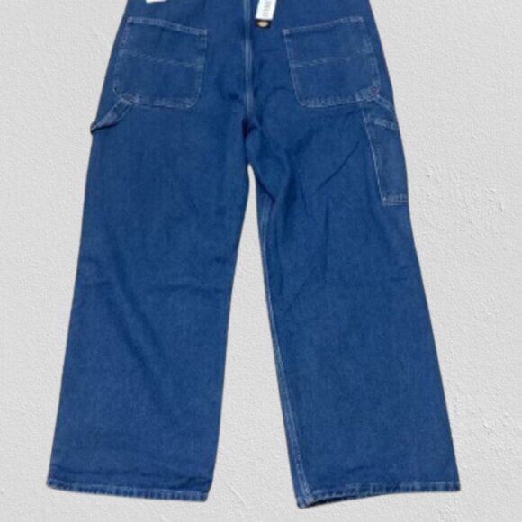DICKIES Men’s Indigo Bib Overalls Carpenter's Blue Denim Jeans Size 42x30 - Picture 6 of 9